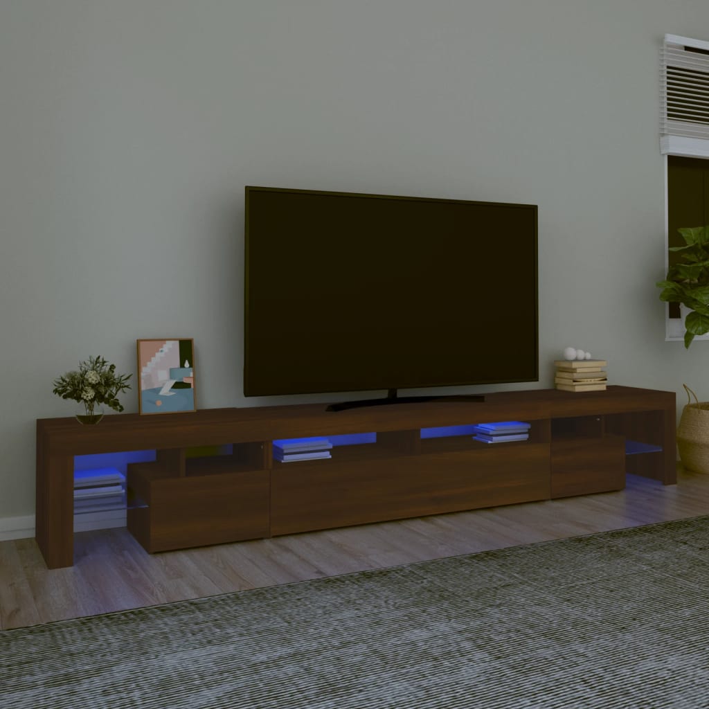 Meuble TV avec lumières LED Chêne marron 260×36,5×40 cm | meublestv.fr 2