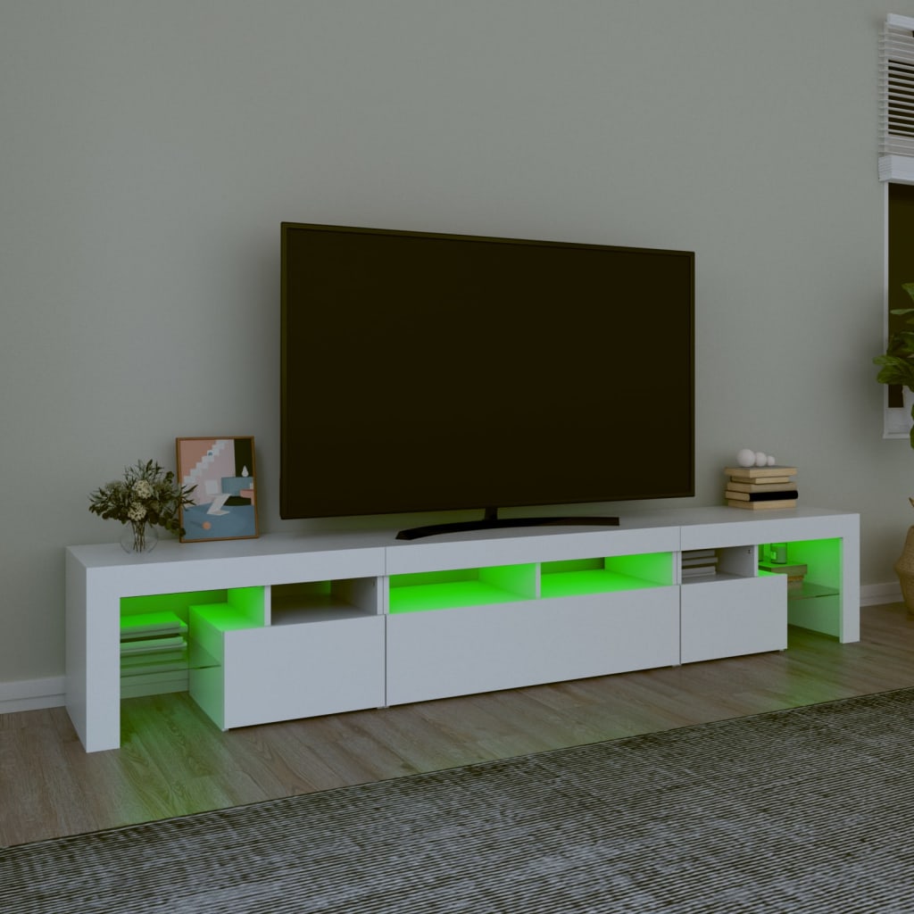 eksistens civile lille tv-skab med LED-lys 230x36,5x40 cm hvid - Manillo.dk