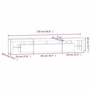 TV skříňka s LED osvětlením bílá 230x36,5x40 cm - obrázek 16