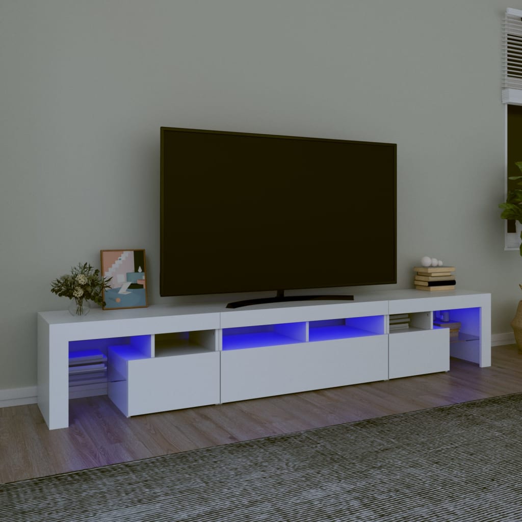 vidaXL Szafka pod TV z owietleniem LED, biaa, 230x36,5x40 cm