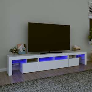 TV omarica z LED lučkami bela 230x36,5x40 cm