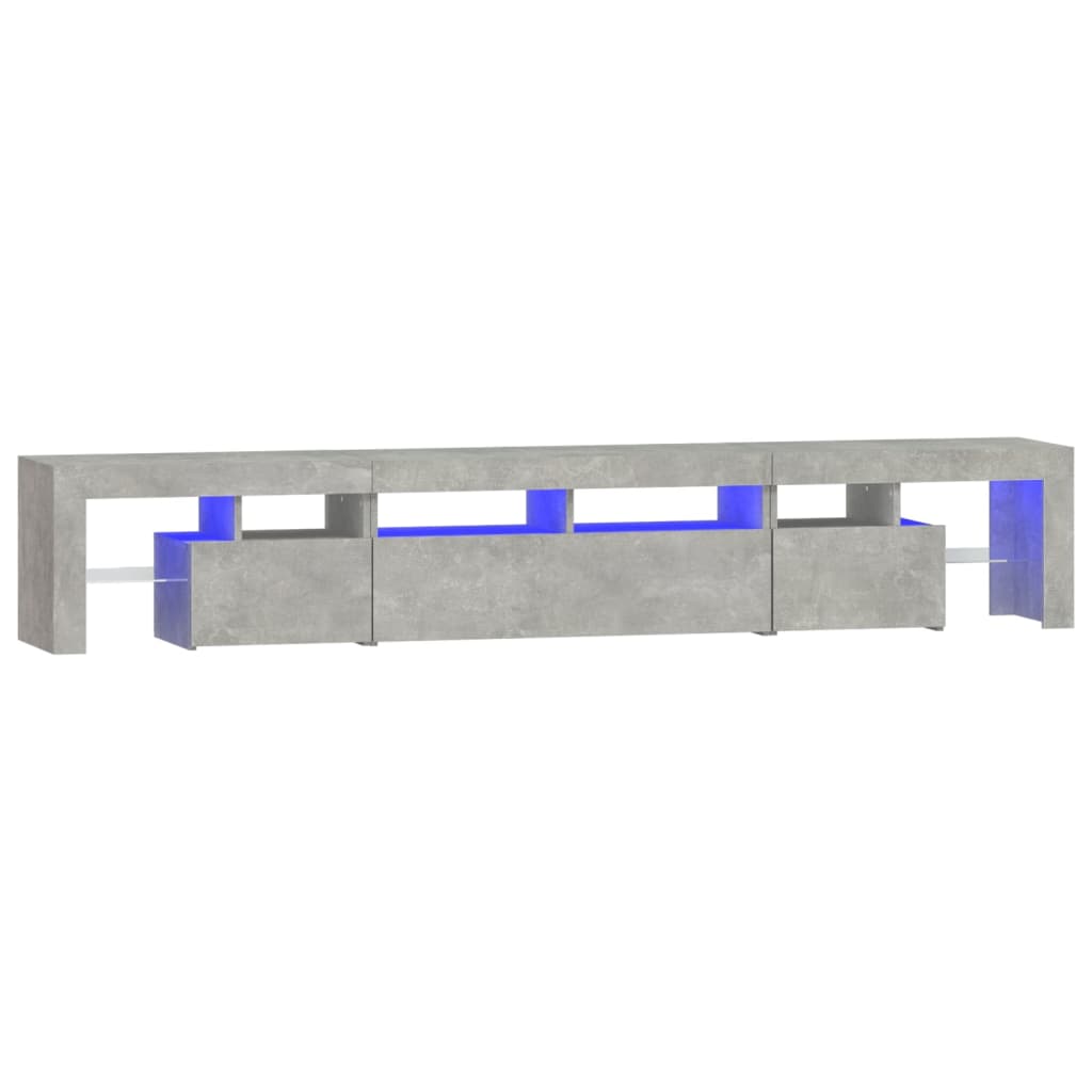 Comodă TV cu lumini LED, gri beton, 230×36,5x40cm