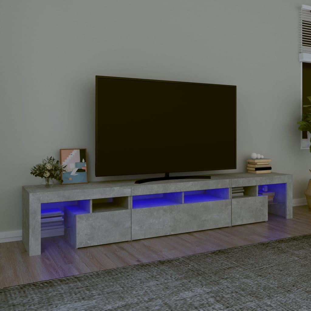 vidaXL Szafka pod TV z owietleniem LED, szaro betonu, 230x36,5x40cm