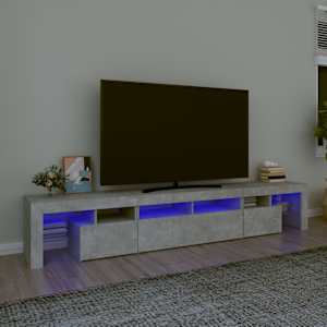 TV omarica z LED lučkami betonsko siva 230x36,5x40 cm