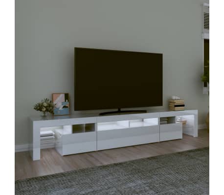 vidaXL Έπιπλο Τηλεόρασης με LED Γυαλιστερό Λευκό 230x36,5x40 εκ.