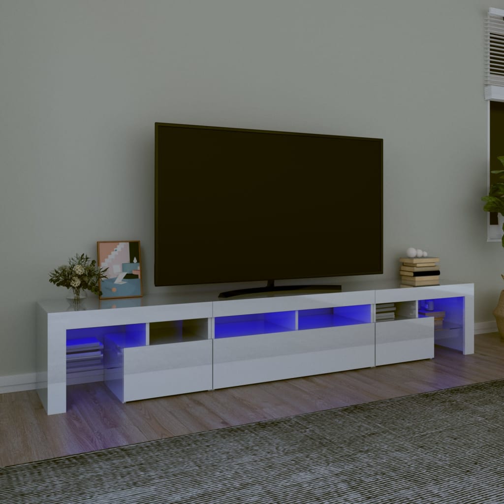 Meuble TV avec lumières LED Blanc brillant | meublestv.fr