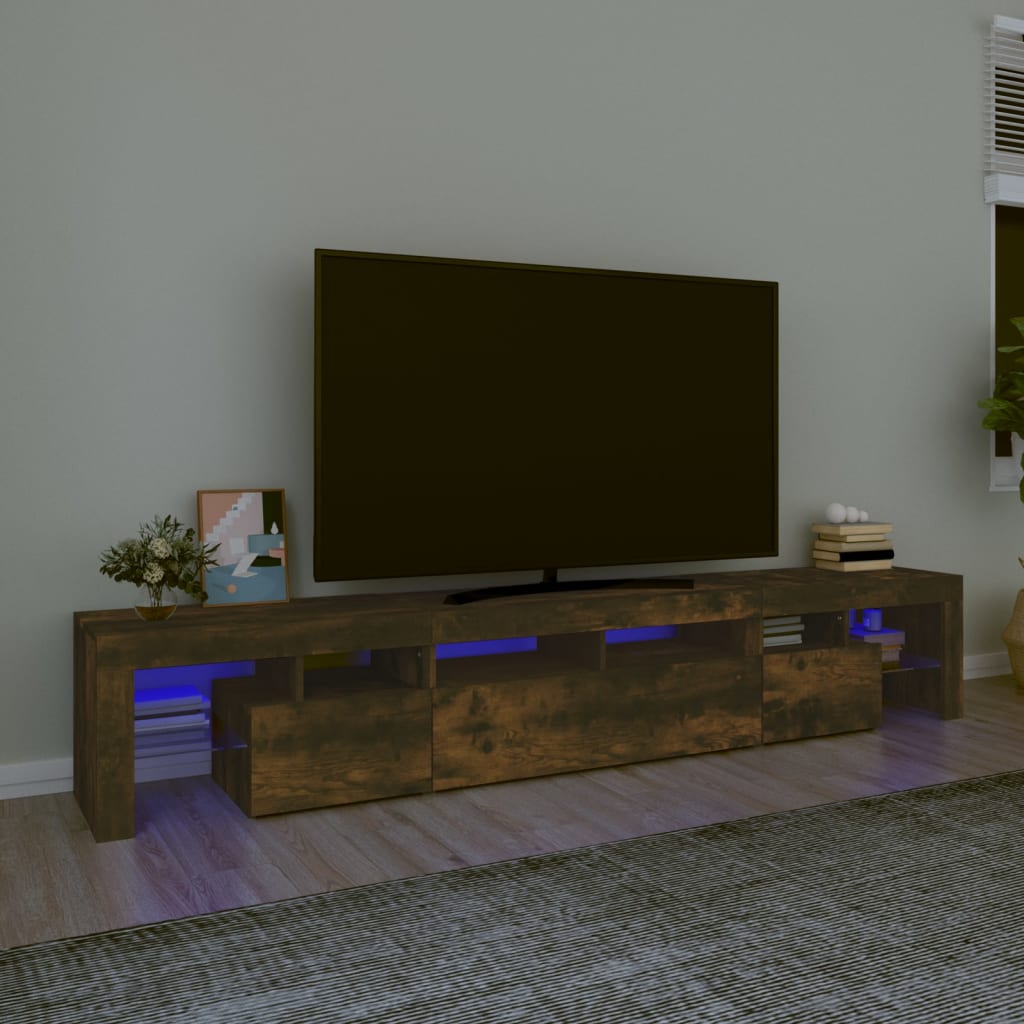 TV skříňka s LED osvětlením kouřový dub