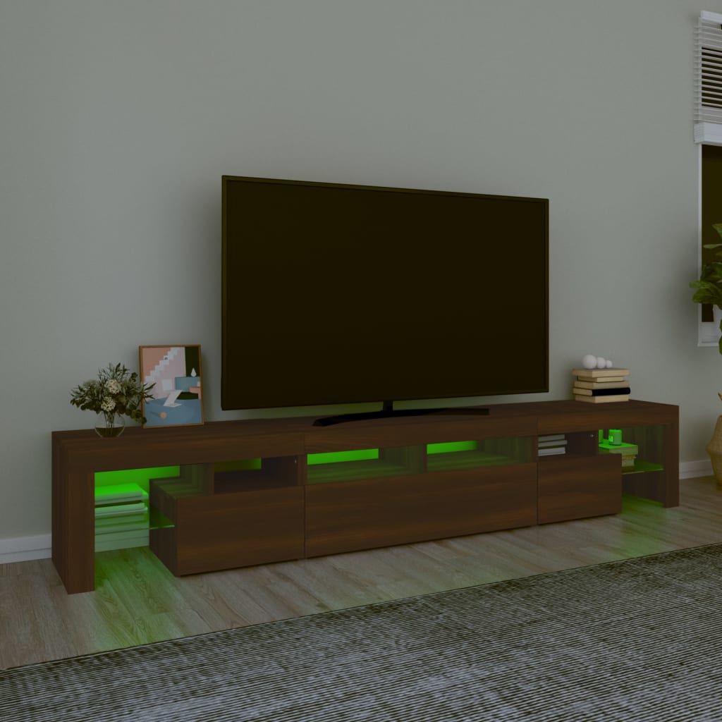 TV omarica z LED lučkami rjav hrast 230x36,5x40 cm