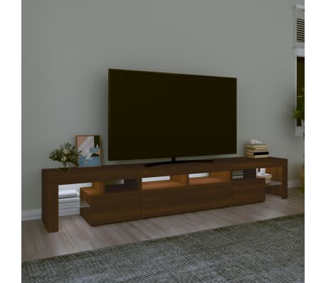 vidaXL Szafka pod TV z oświetleniem LED, brązowy dąb, 230x36,5x40 cm