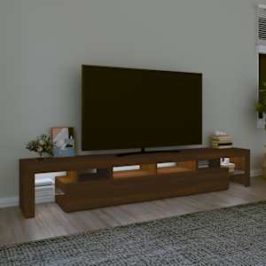 vidaXL Szafka pod TV z oświetleniem LED, brązowy dąb, 230x36,5x40 cm