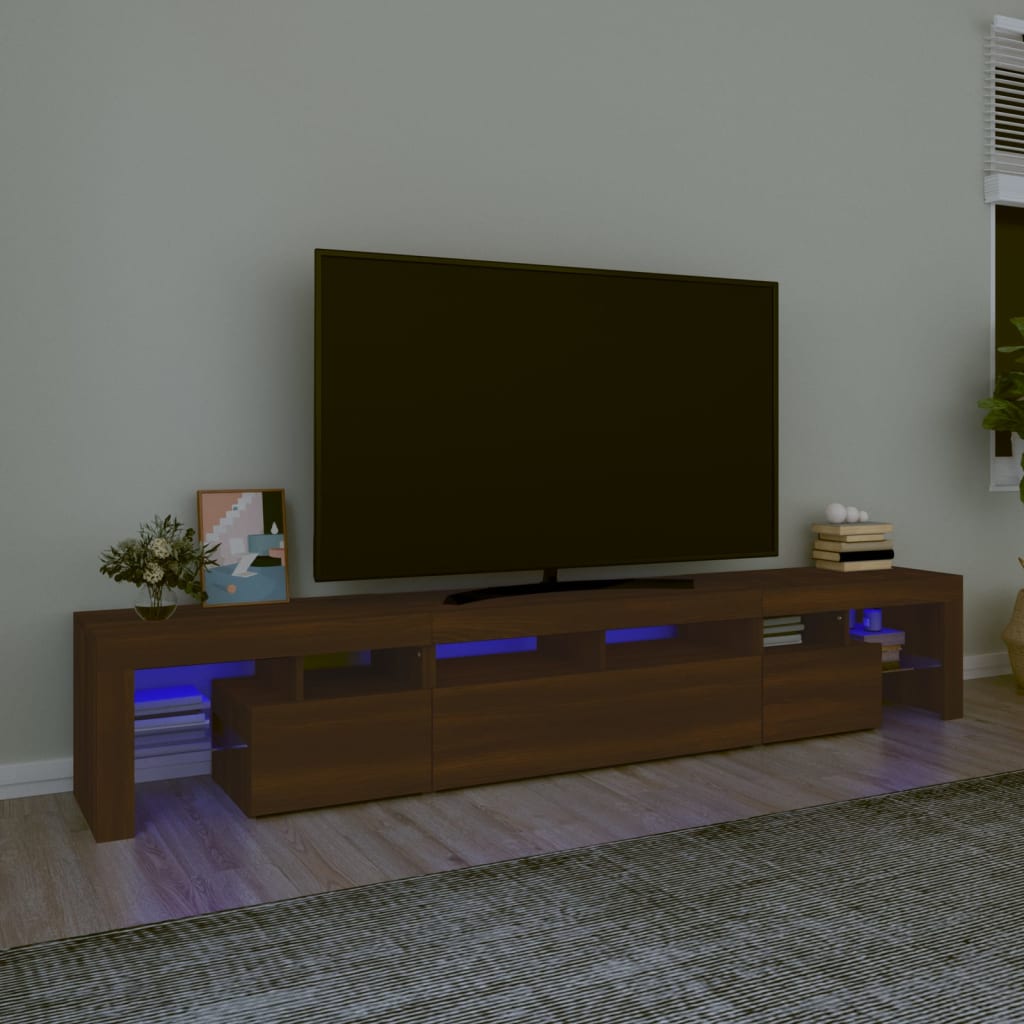 TV skříňka s LED osvětlením hnědý dub 230x36,5x40 cm
