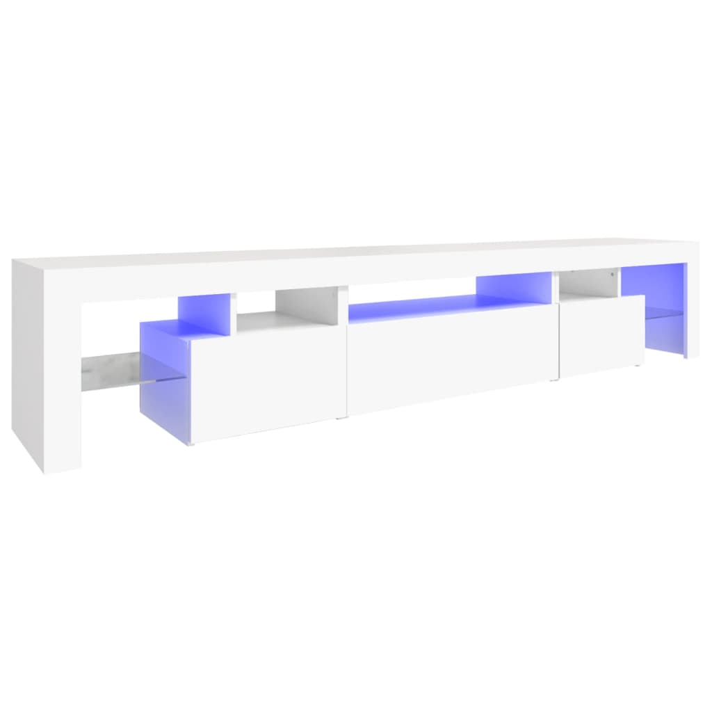 vidaXL TV skrinka s LED svetlami biela 215x36,5x40 cm