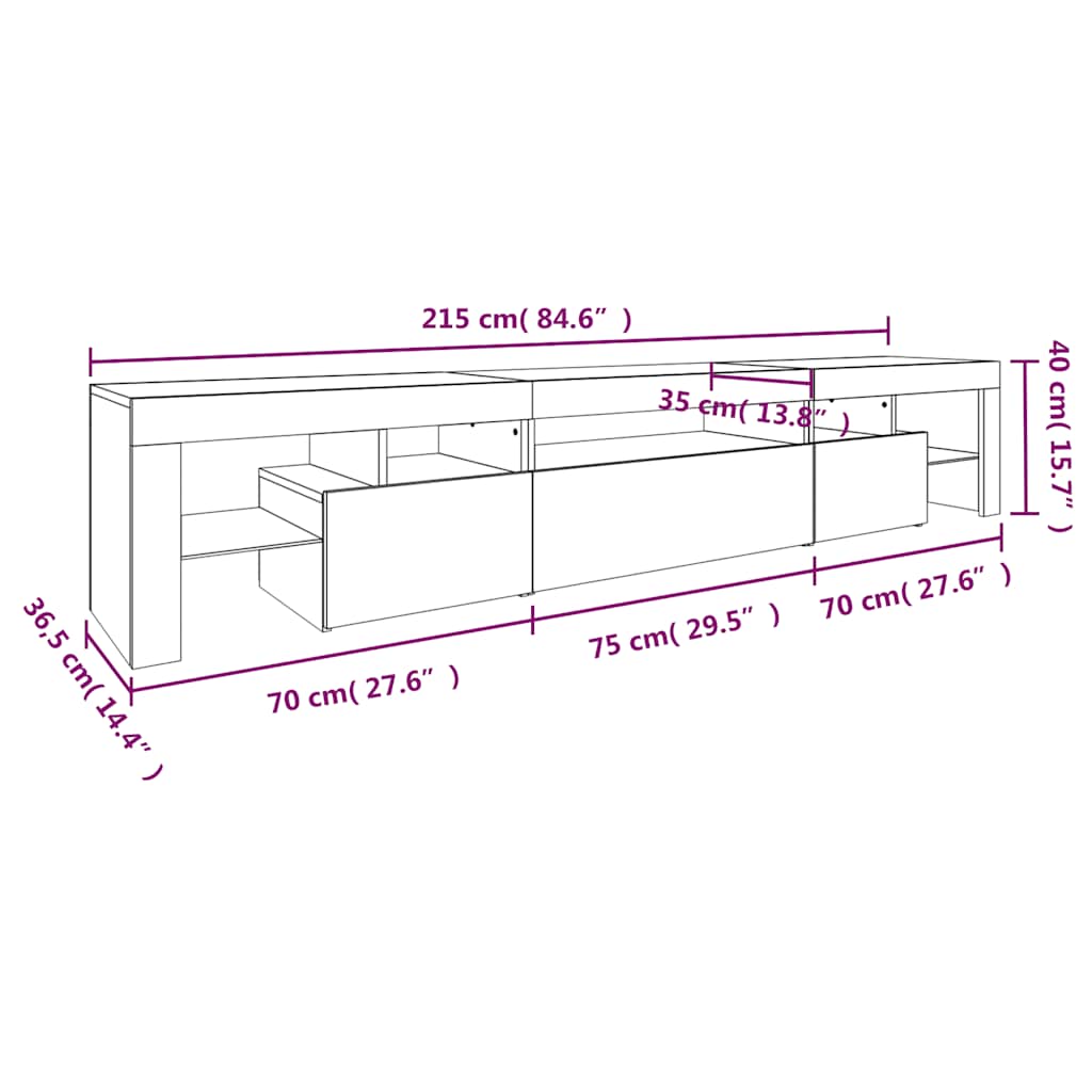 TV skříňka s LED osvětlením dub sonoma 215x36,5x40 cm - obrázek 15