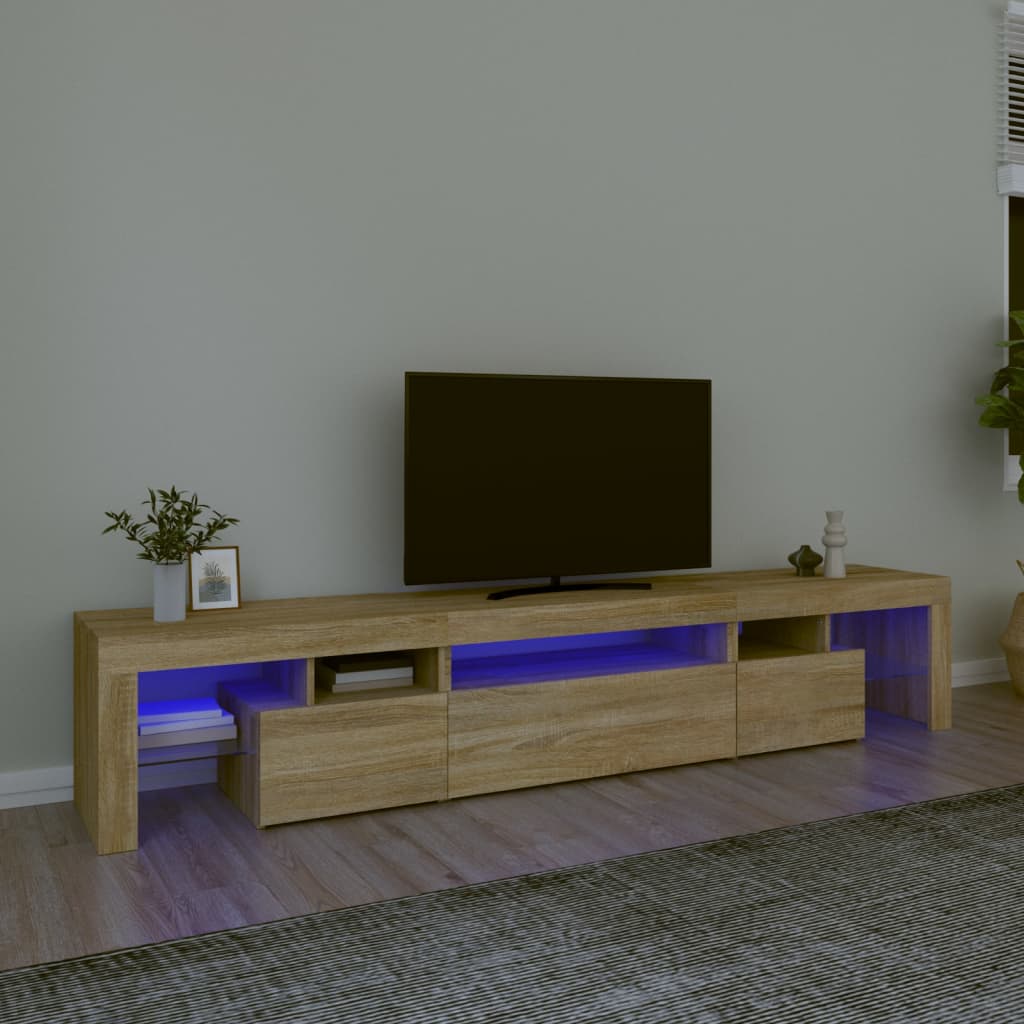 "vidaXL TV-taso LED-valoilla Sonoma-tammi 215x36,5x40 cm"