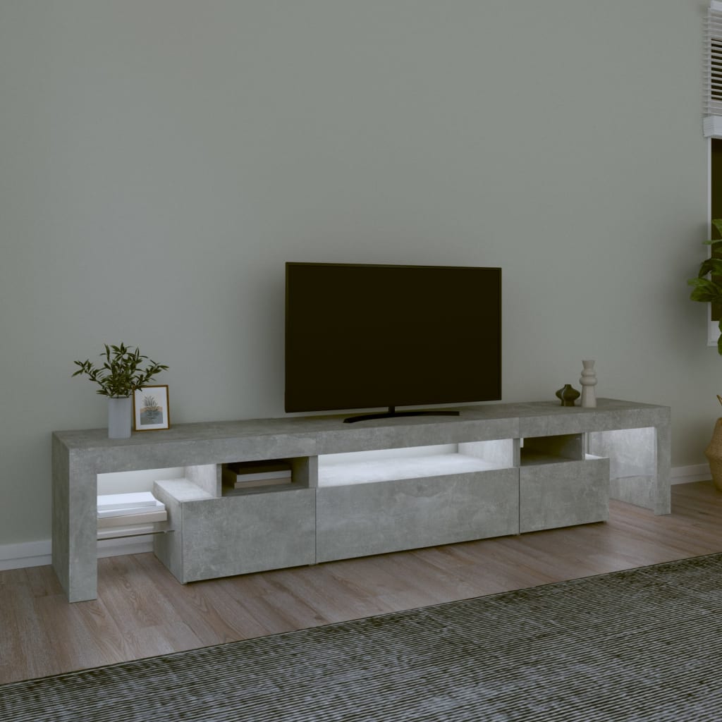 vidaXL Tv-meubel met LED-verlichting 215x36,5x40 cm betongrijs afbeelding