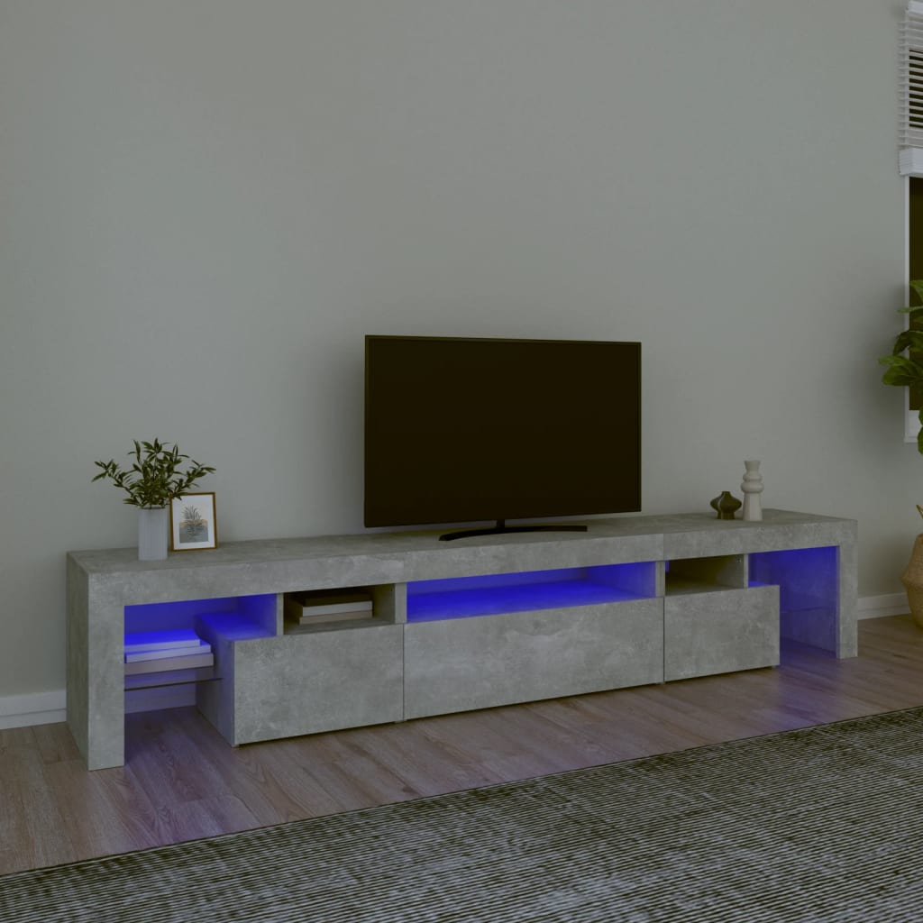 vidaXL Szafka pod TV z owietleniem LED, szaro betonu 215x36,5x40 cm
