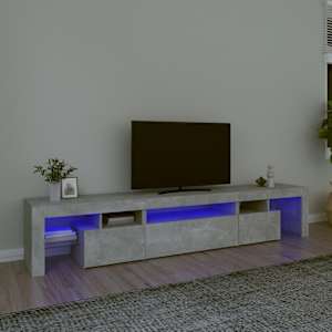 TV omarica z LED lučkami betonsko siva 215x36,5x40 cm