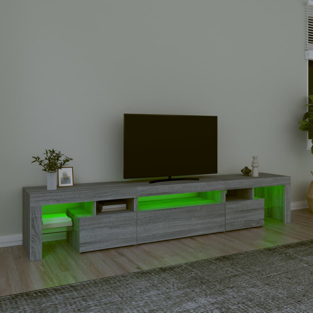 Meuble TV avec lumières LED Sonoma gris 215×36,5×40 cm | meublestv.fr 5