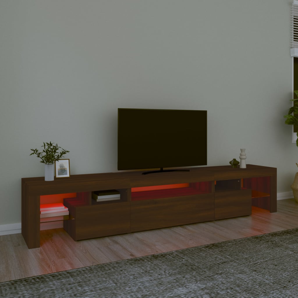 Meuble TV avec lumières LED Chêne marron 215×36,5×40 cm | meublestv.fr 6