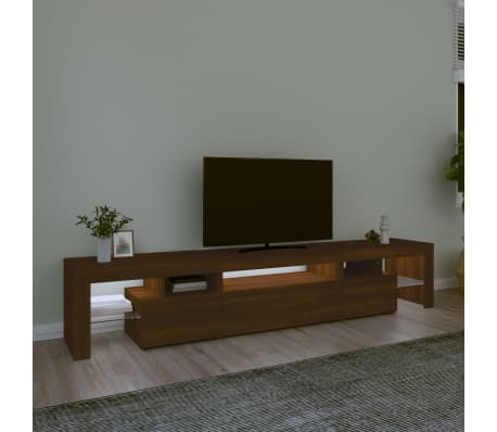 vidaXL Televizoriaus spintelė su LED, ruda ąžuolo, 215x36,5x40cm