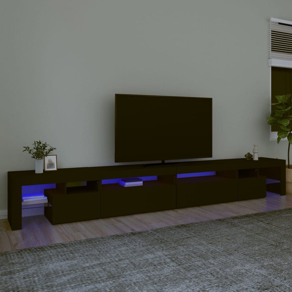 vidaXL tv-bord med LED-lys 290x36,5x40 cm sort