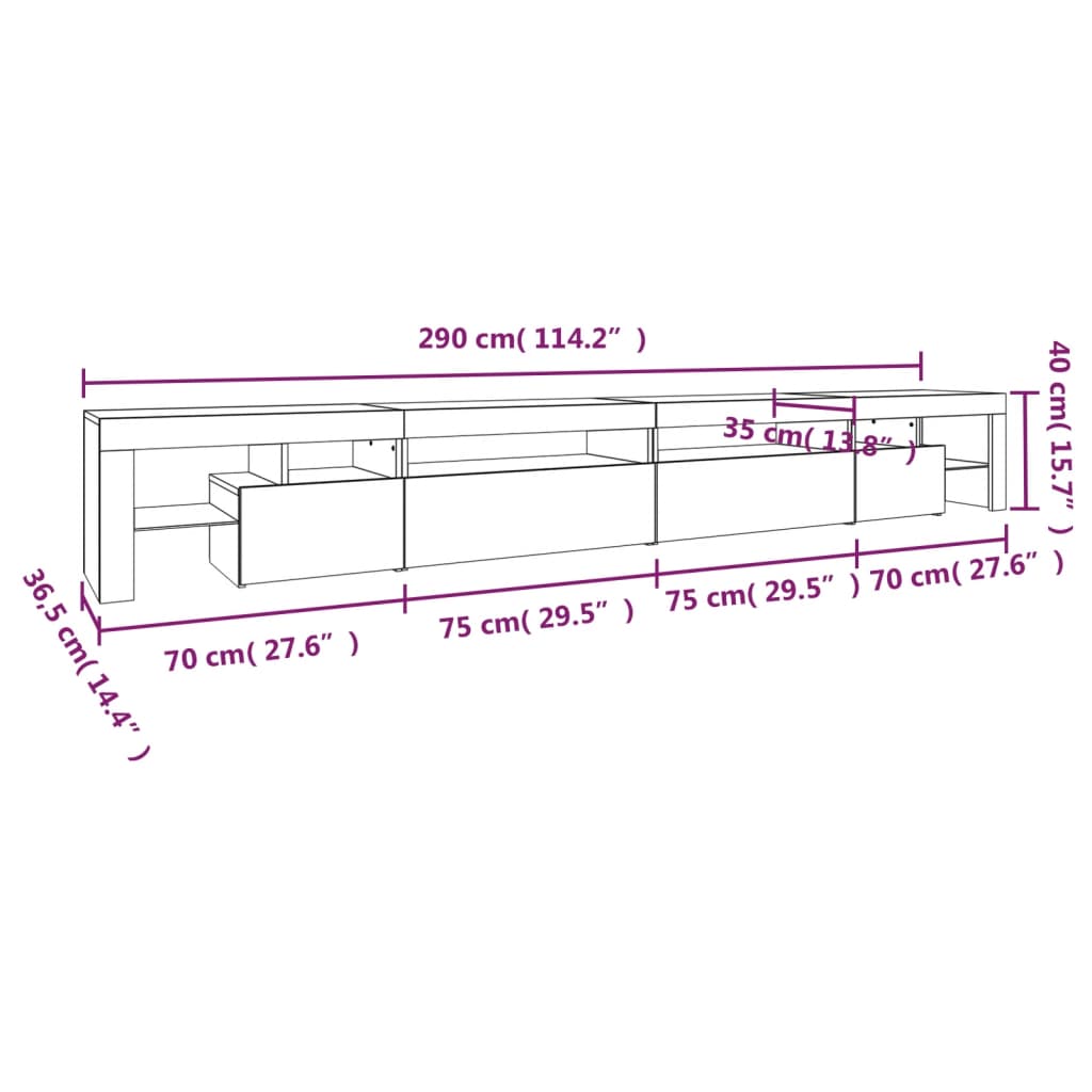 TV skříňka s LED osvětlením sonoma dub 290 x 36,5 x 40 cm - obrázek 14