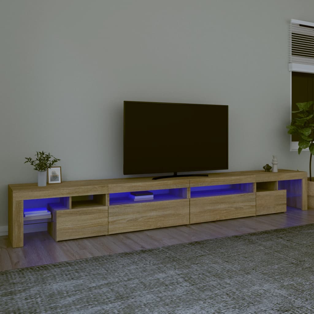 vidaXL Szafka pod TV z owietleniem LED, db sonoma, 290x36,5x40 cm
