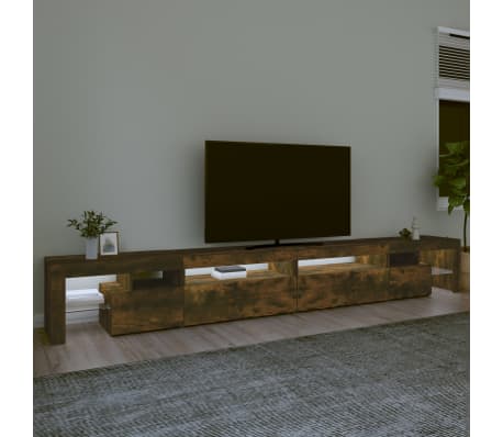 vidaXL Mobile Porta TV con Luci LED Rovere Fumo 290x36,5x40 cm