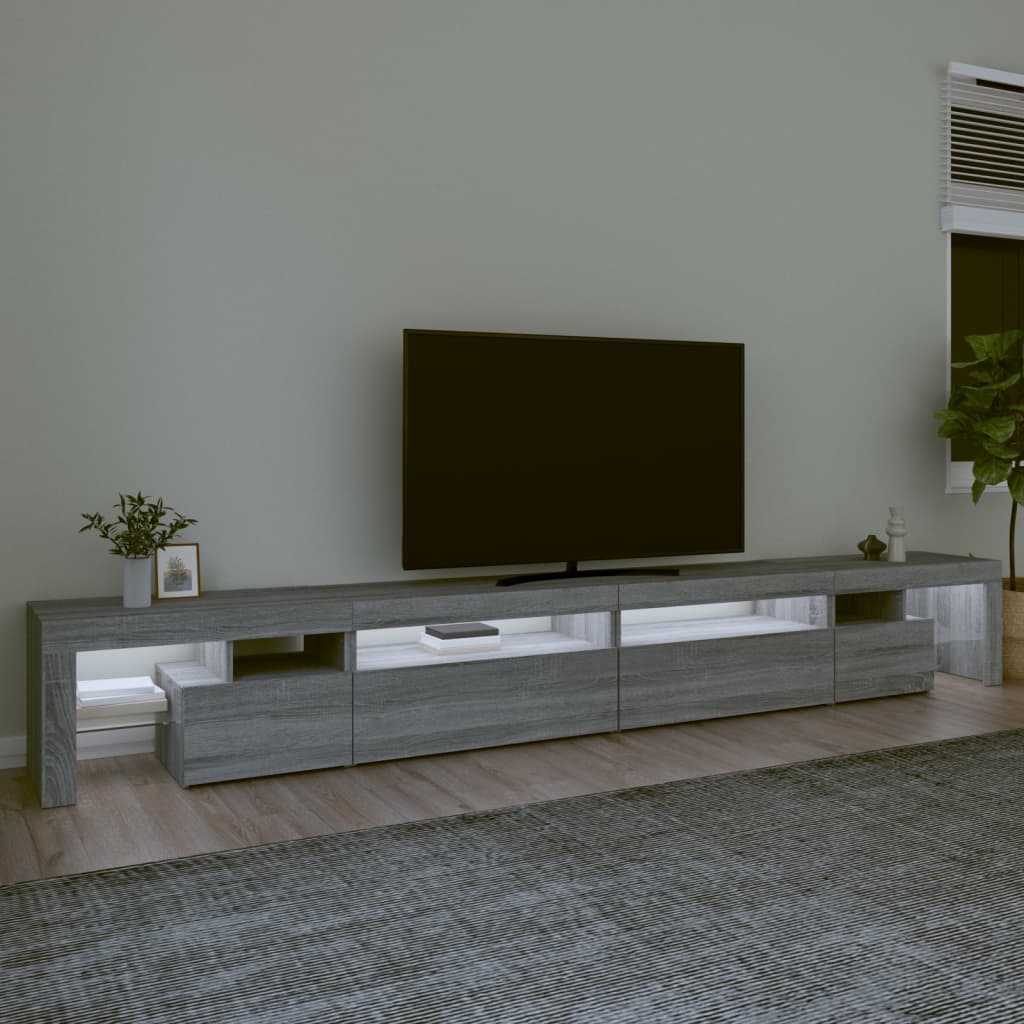 Meuble TV avec lumières LED Sonoma gris 290×36,5×40 cm | meublestv.fr 4