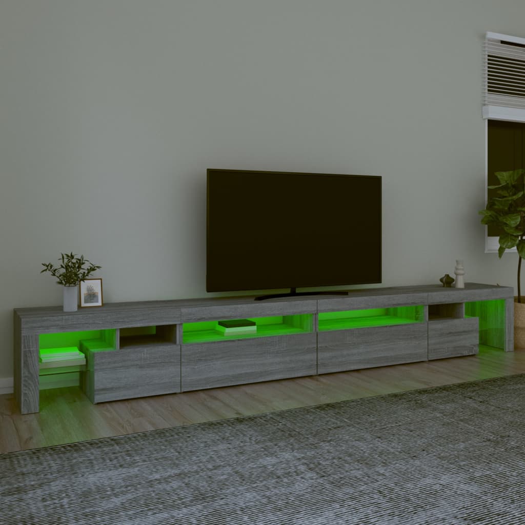 Meuble TV avec lumières LED Sonoma gris 290×36,5×40 cm | meublestv.fr 5