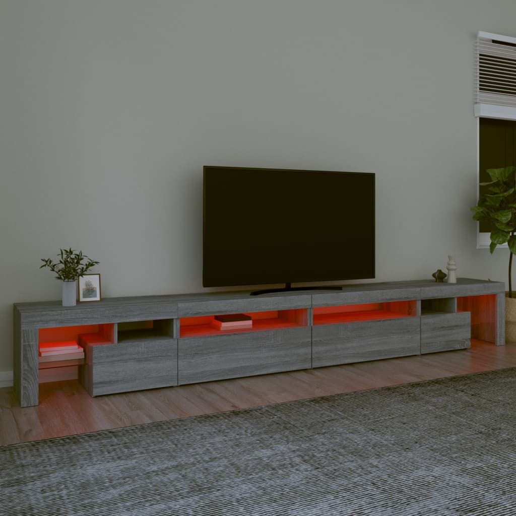 Meuble TV avec lumières LED Sonoma gris 290×36,5×40 cm | meublestv.fr 6
