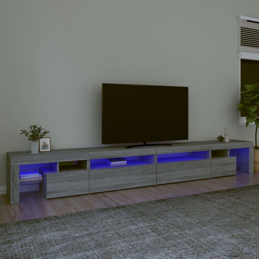 Meuble TV avec lumières LED Sonoma gris 290×36,5×40 cm | meublestv.fr 2