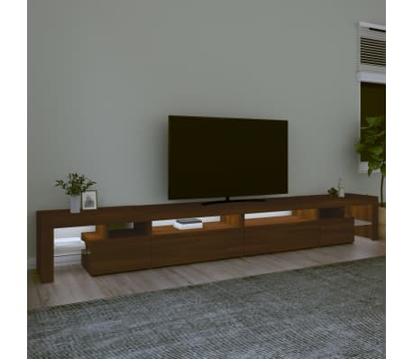 vidaXL Mobile Porta TV con Luci LED Rovere Marrone 290x36,5x40 cm