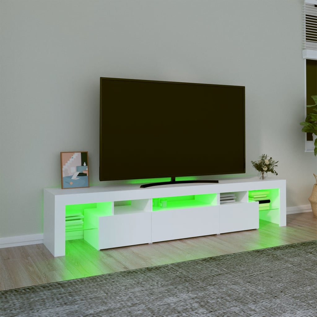 Szafka pod TV z oświetleniem LED, biała 200x36,5x40 cm cm