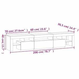 TV skříňka s LED osvětlením bílá 200x36,5x40 cm - obrázek 12