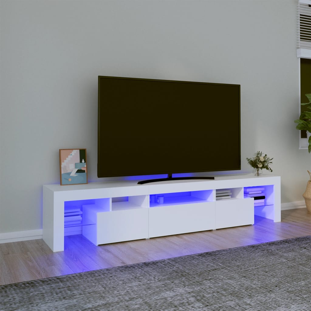 vidaXL Szafka pod TV z owietleniem LED, biaa 200x36,5x40 cm
