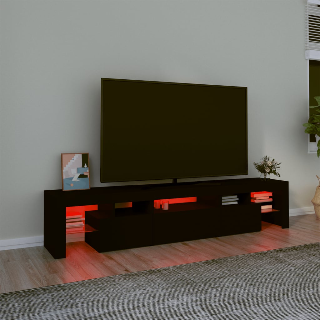 Szafka TV LED 200x36,5x40 cm czarna