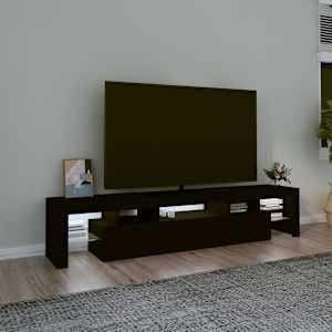 vidaXL TV Cabinet with LED Lights Black 200x36.5x40 cm