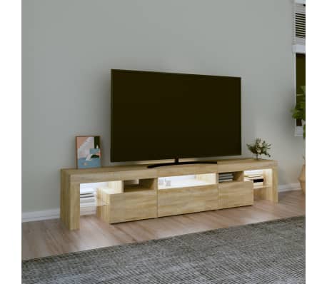 vidaXL Tv-b&auml;nk med LED-belysning sonoma ek 200x36,5x40 cm