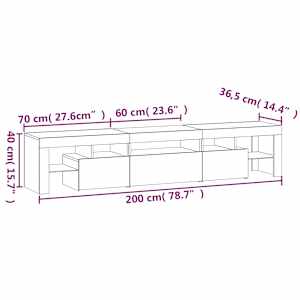 TV skříňka s LED osvětlením betonově šedá 200x36,5x40 cm - obrázek 12