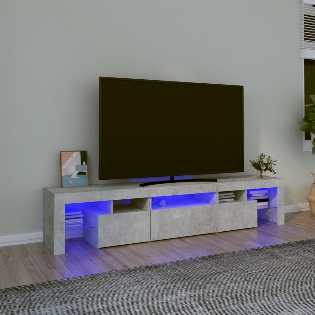 vidaXL Szafka pod TV z owietleniem LED, szaro betonu 200x36,5x40 cm