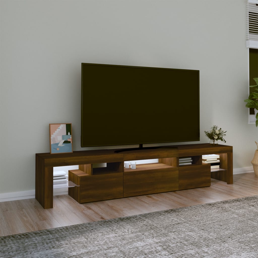 Meuble TV avec lumières LED Chêne marron 200×36,5×40 cm | meublestv.fr 4