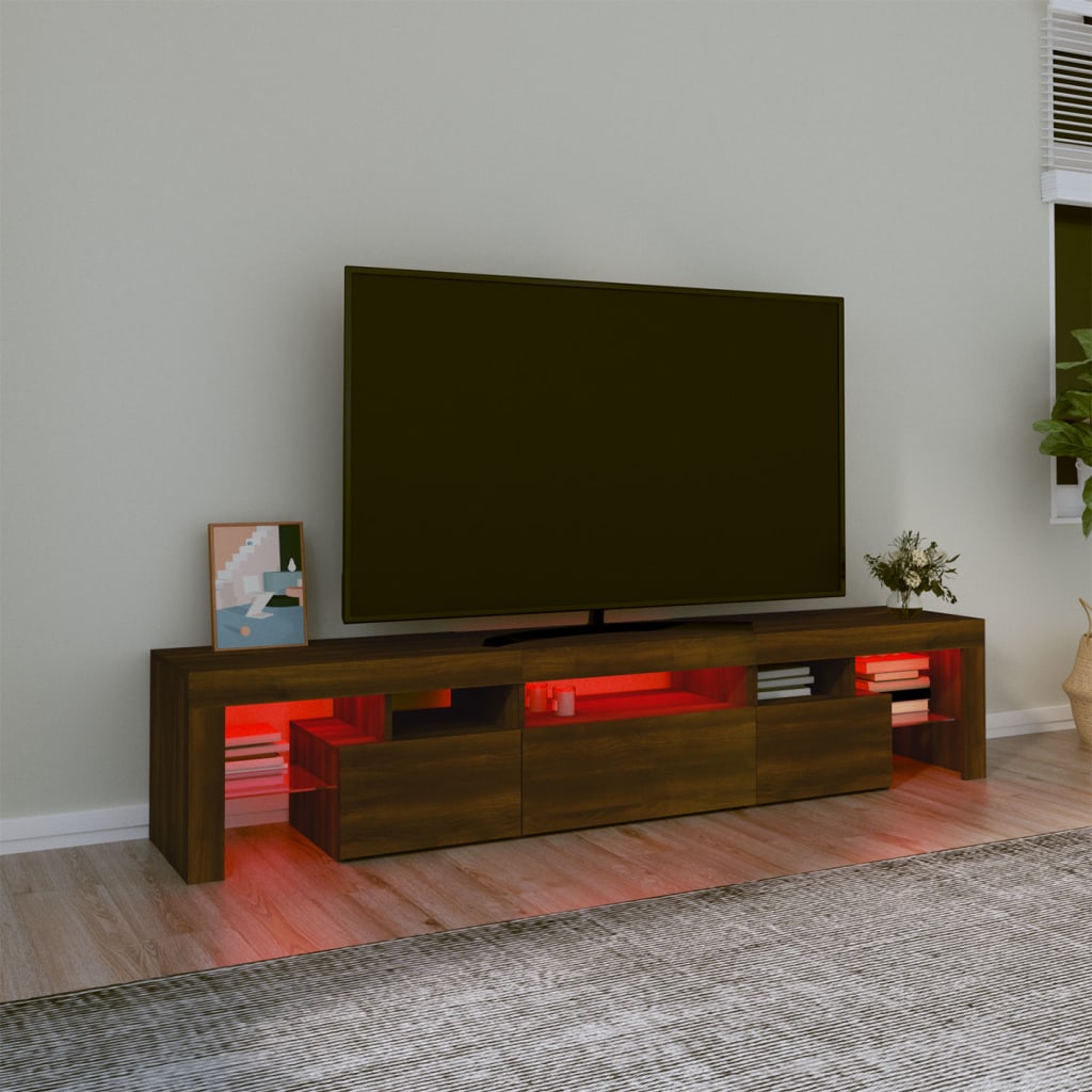 Meuble TV avec lumières LED Chêne marron 200×36,5×40 cm | meublestv.fr 6