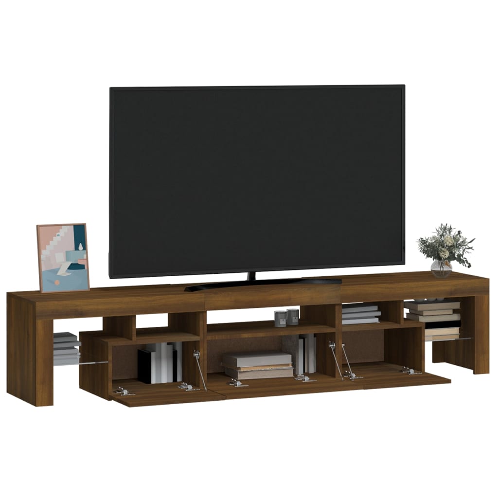 Meuble TV avec lumières LED Chêne marron 200×36,5×40 cm | meublestv.fr 7
