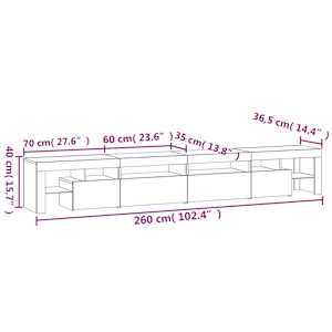 TV skříňka s LED osvětlením černá 260x36,5x40 cm - obrázek 12