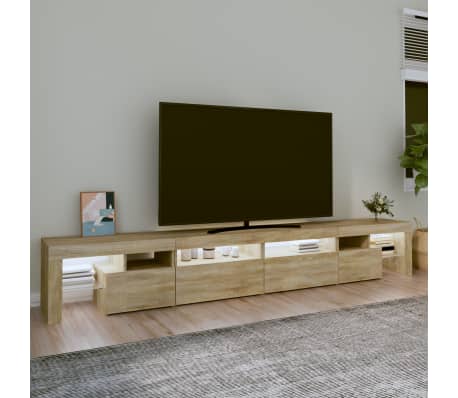 vidaXL TV skrinka s LED svetlami dub sonoma 260 x 36,5 x 40 cm