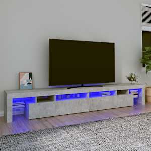 TV omarica z LED lučkami betonsko siva 260x36,5x40 cm