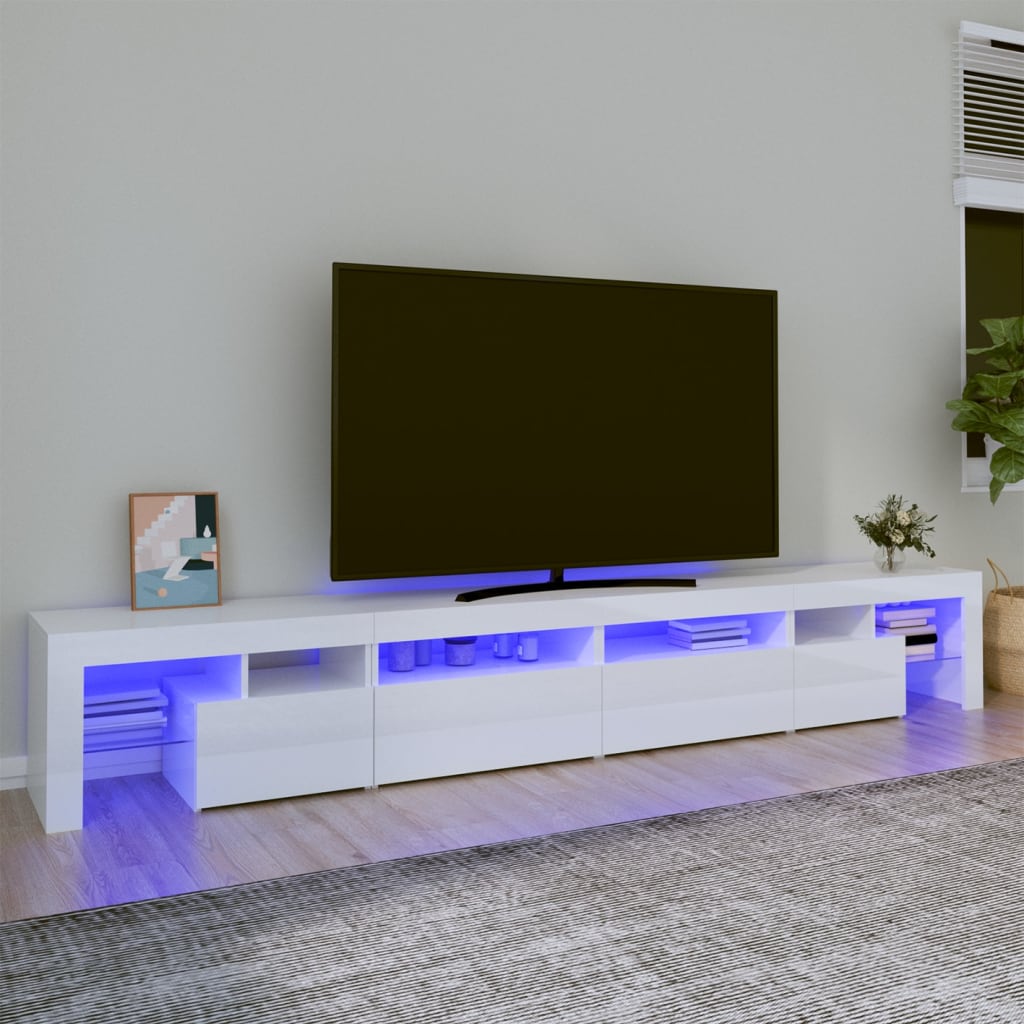 vidaXL TV-taso LED-valoilla korkeakiilto valkoinen 280×36,5×40 cm