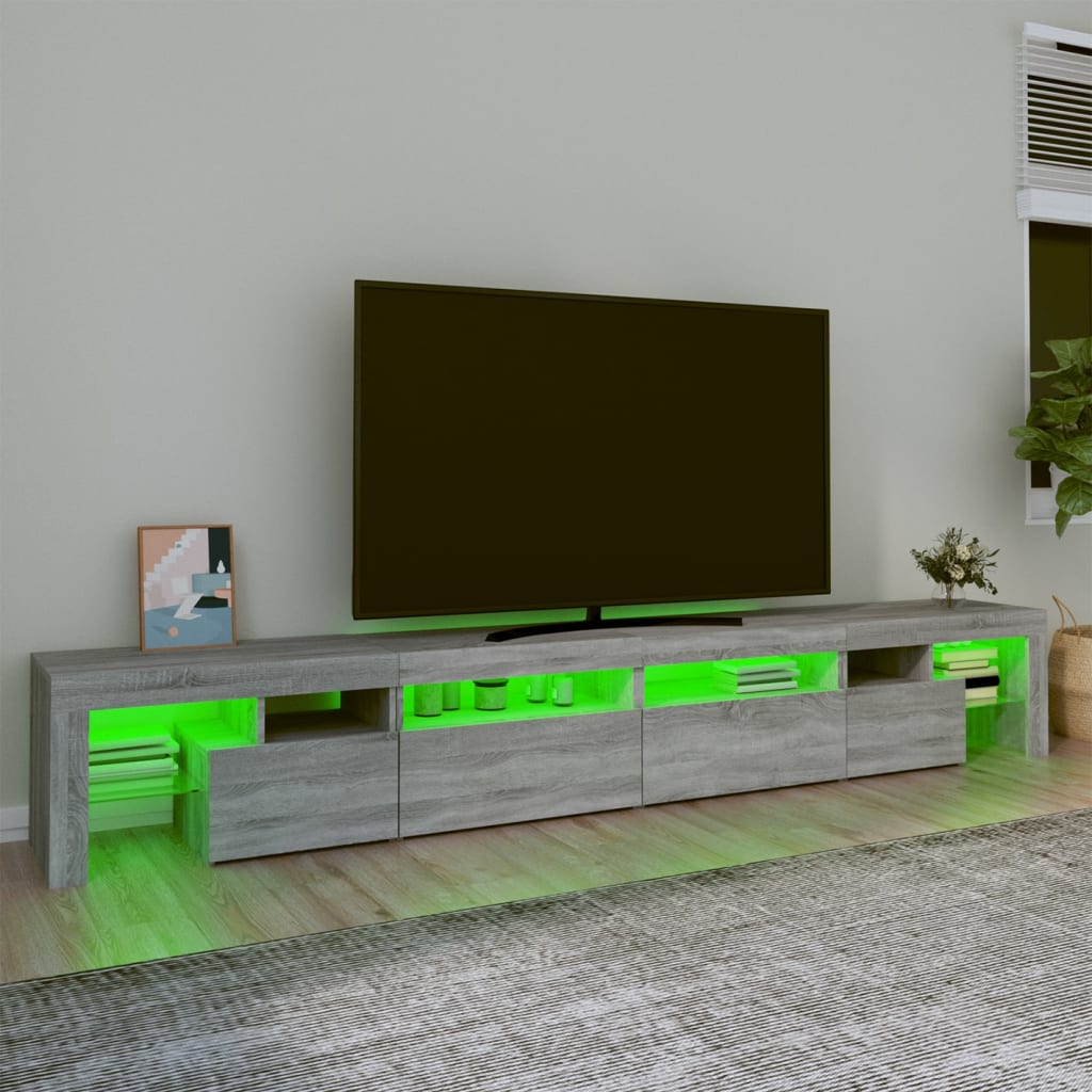 Meuble TV avec lumières LED Sonoma gris 280×36,5×40 cm | meublestv.fr 5