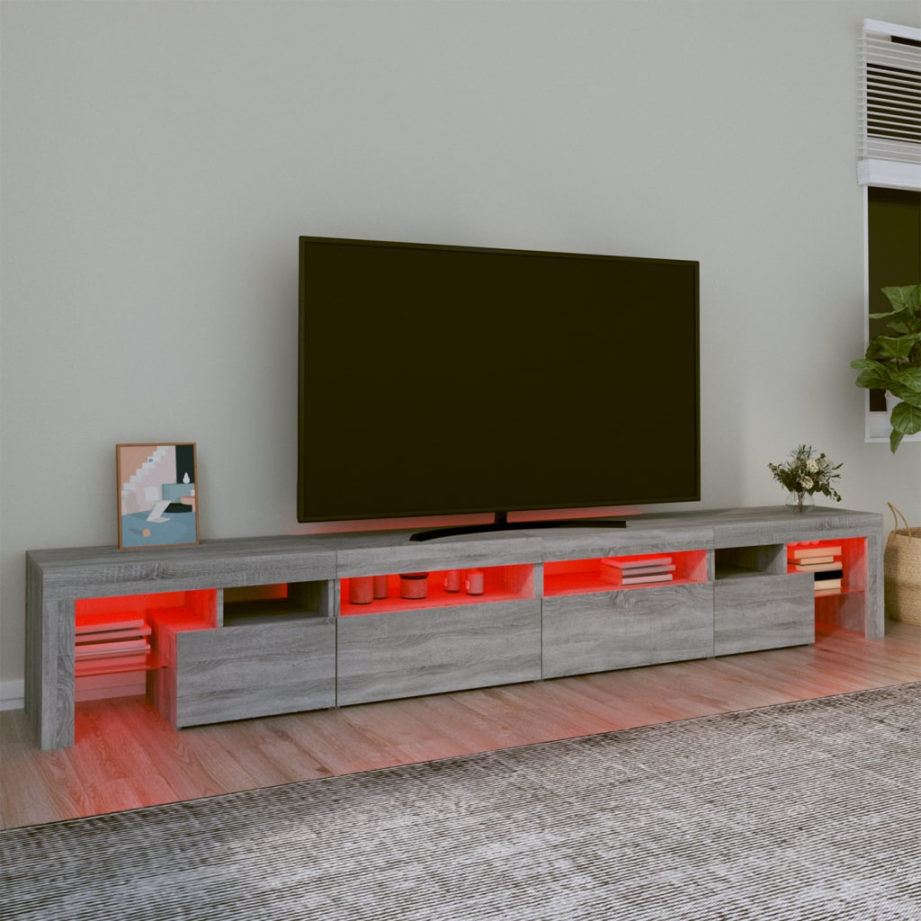 Szafka pod TV z oświetleniem LED szary dąb sonoma 260x36,5x40cm